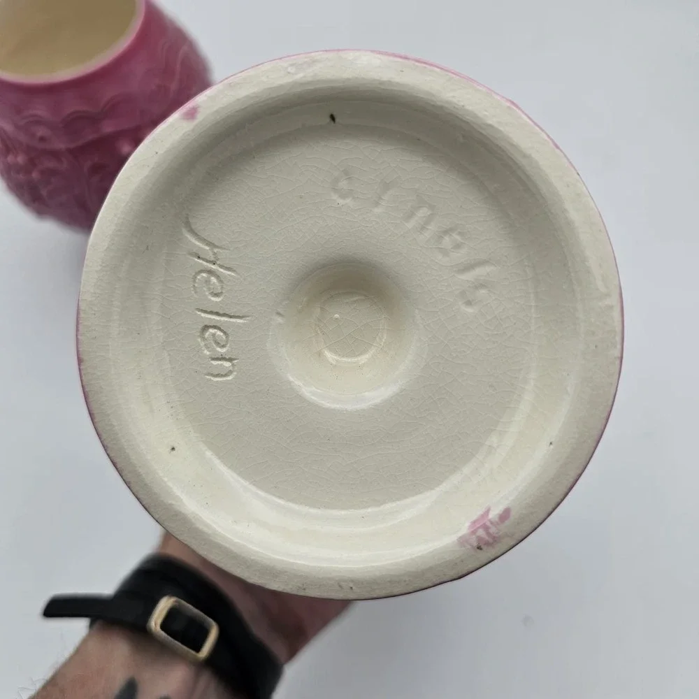 Vintage Arnels Matching Pink Grape Goblets Planters set ceramic cottagecore